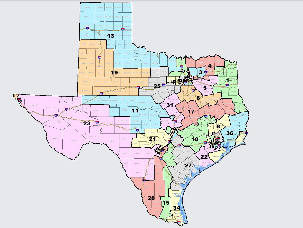 Texas Senate Districts Map 2022